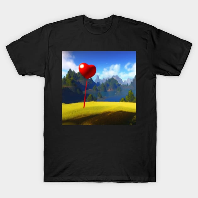 Valentine Wall Art - My heart waiting for you - Unique Valentine Fantasy Planet Landsape - Photo print, canvas, artboard print, Canvas Print and T shirt T-Shirt by DigillusionStudio